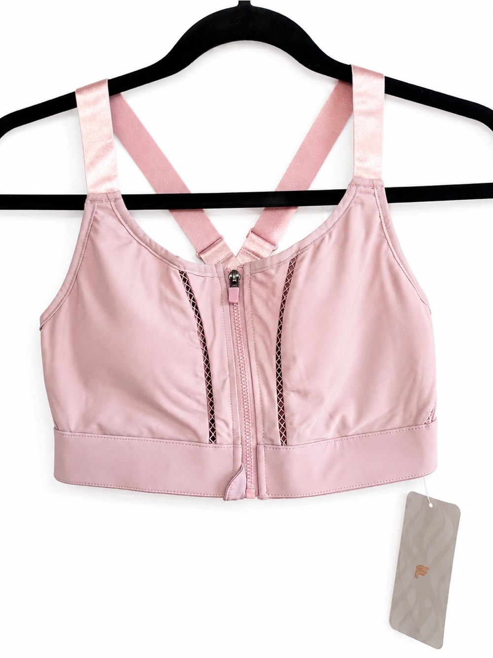 64.95 MSRP NWT Fabletics Zoe High Impact Sports Bra Pink Zip Front Mesh S (4-6)